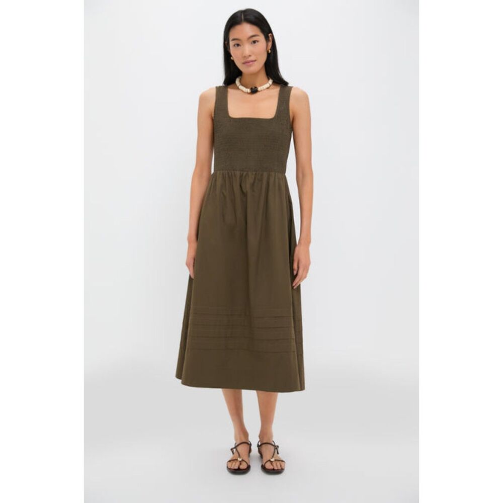 Tuckernuck Olive Cotton Tiernan Dress Size Medium